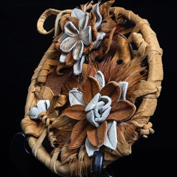 Custom Wall Hanging | Handcrafted Leather & Feather Floral Wall Art Duo - Picture 12 of 12